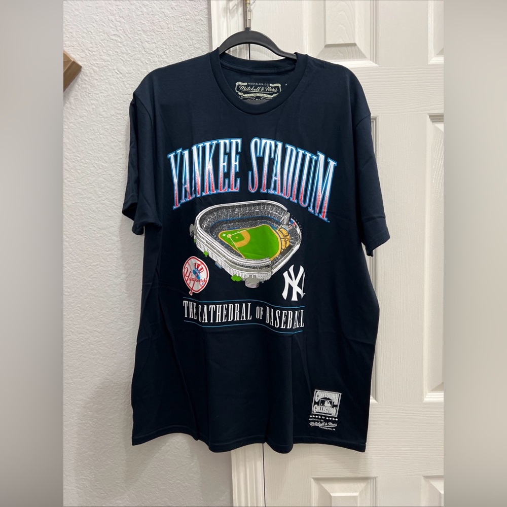 Mitchell & Ness‎ Old Yankee Stadium The Cathedral Of Baseball Blue Mens Size XL